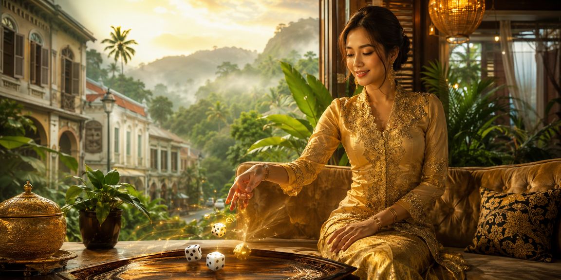 Pemainan dadu tradisional dengan pemain memakai kebaya di Ipoh